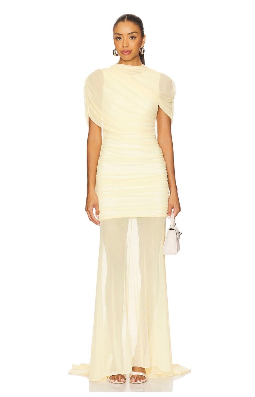 Amanda Uprichard Evianna Gown in Cornsilk Yellow Size Small
